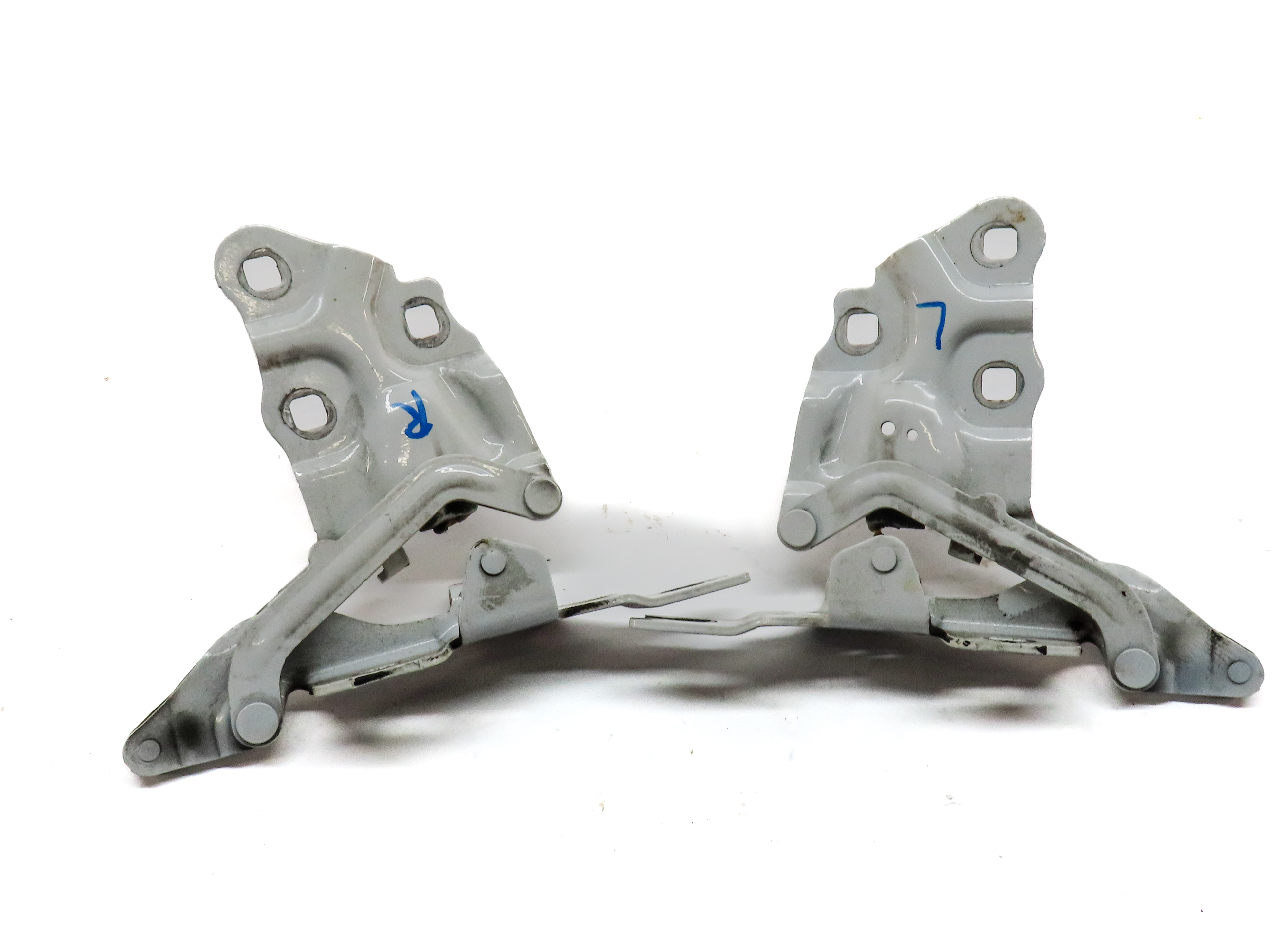 2011-2018 BMW X3 X4 (F25 F26) FRONT LEFT & RIGHT HOOD HINGE SET 2 (White) — exact item pictured